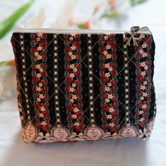 Dark Strawberry Dessert Makeup Bag