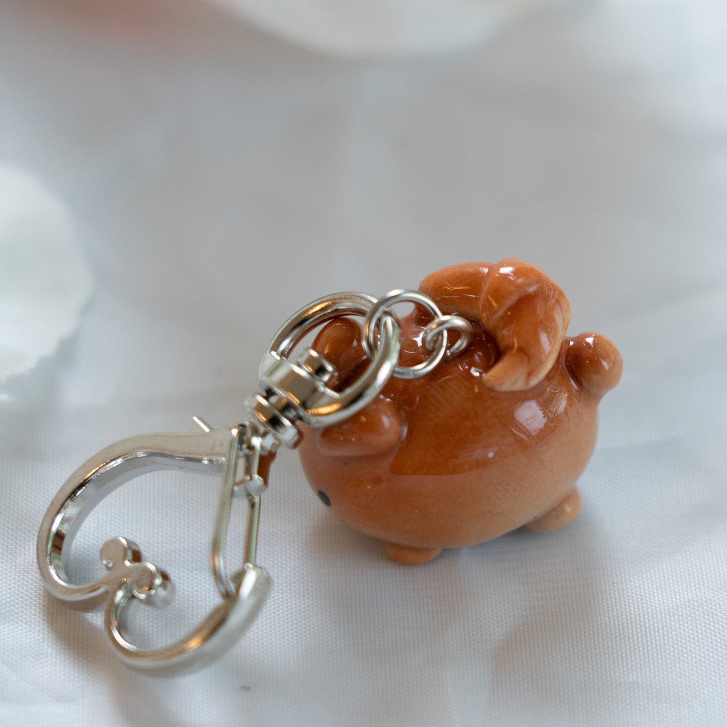 Baked Croissant Bun Clay Keycharm