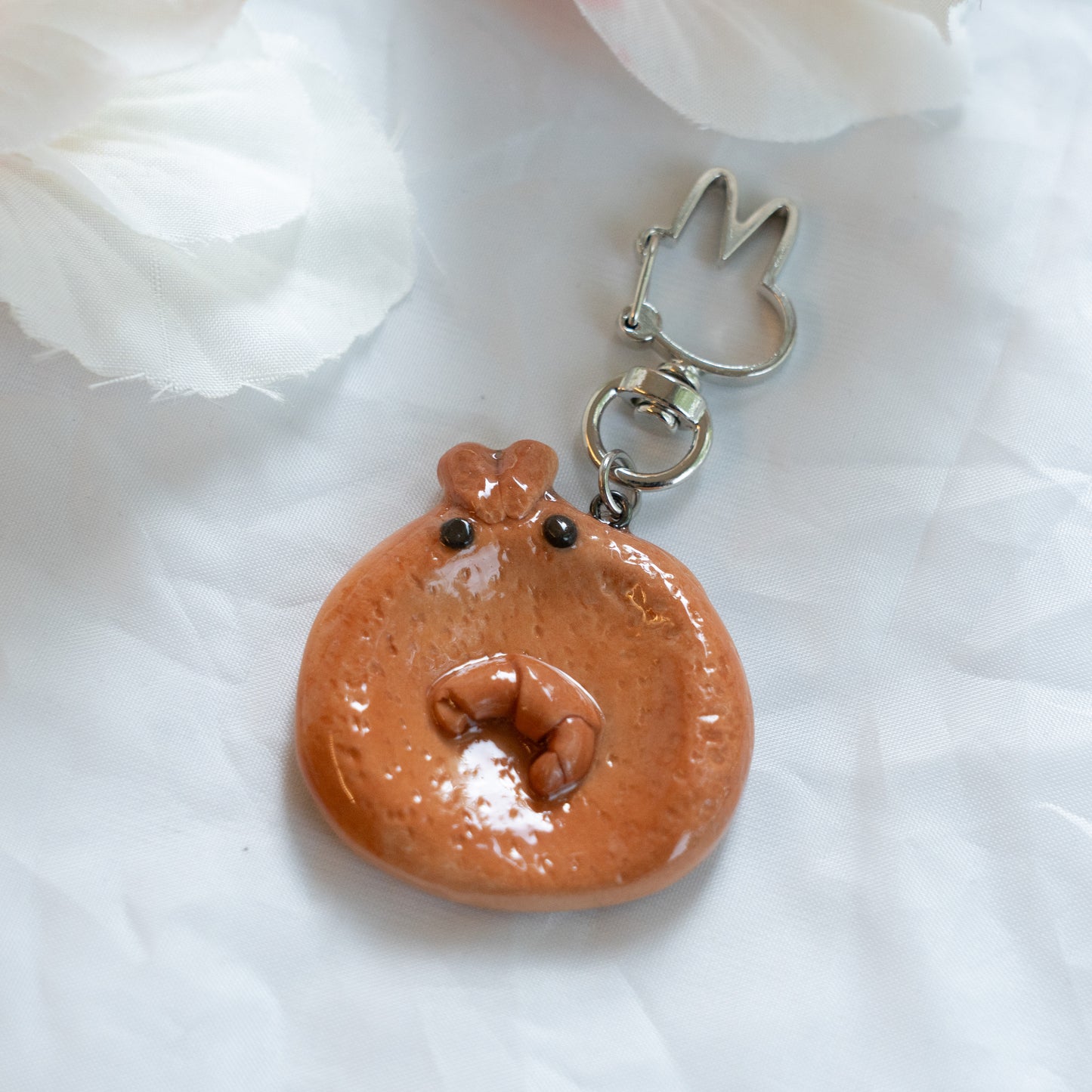 Baked Croissant Bun Clay Worrystone Keycharm