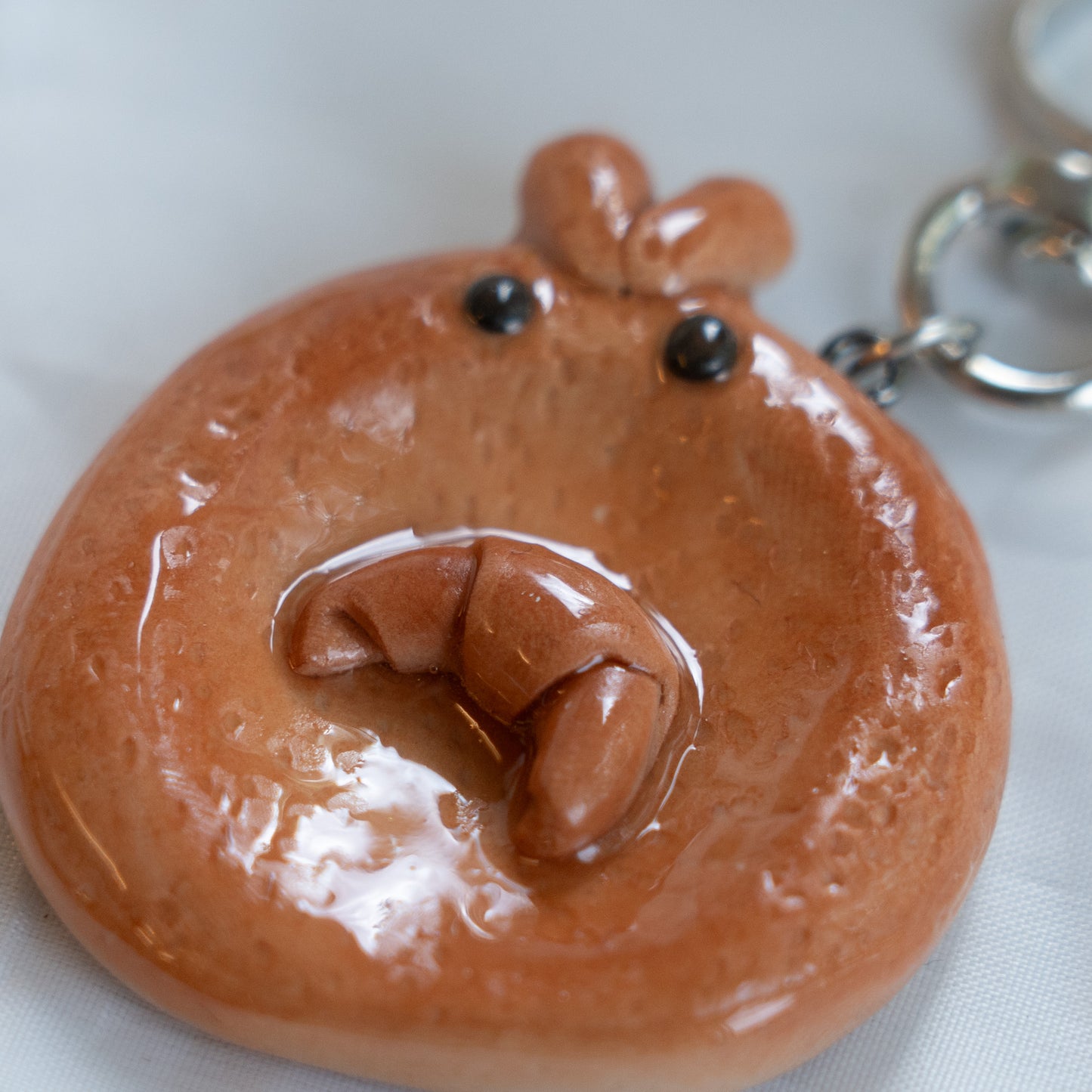 Baked Croissant Bun Clay Worrystone Keycharm