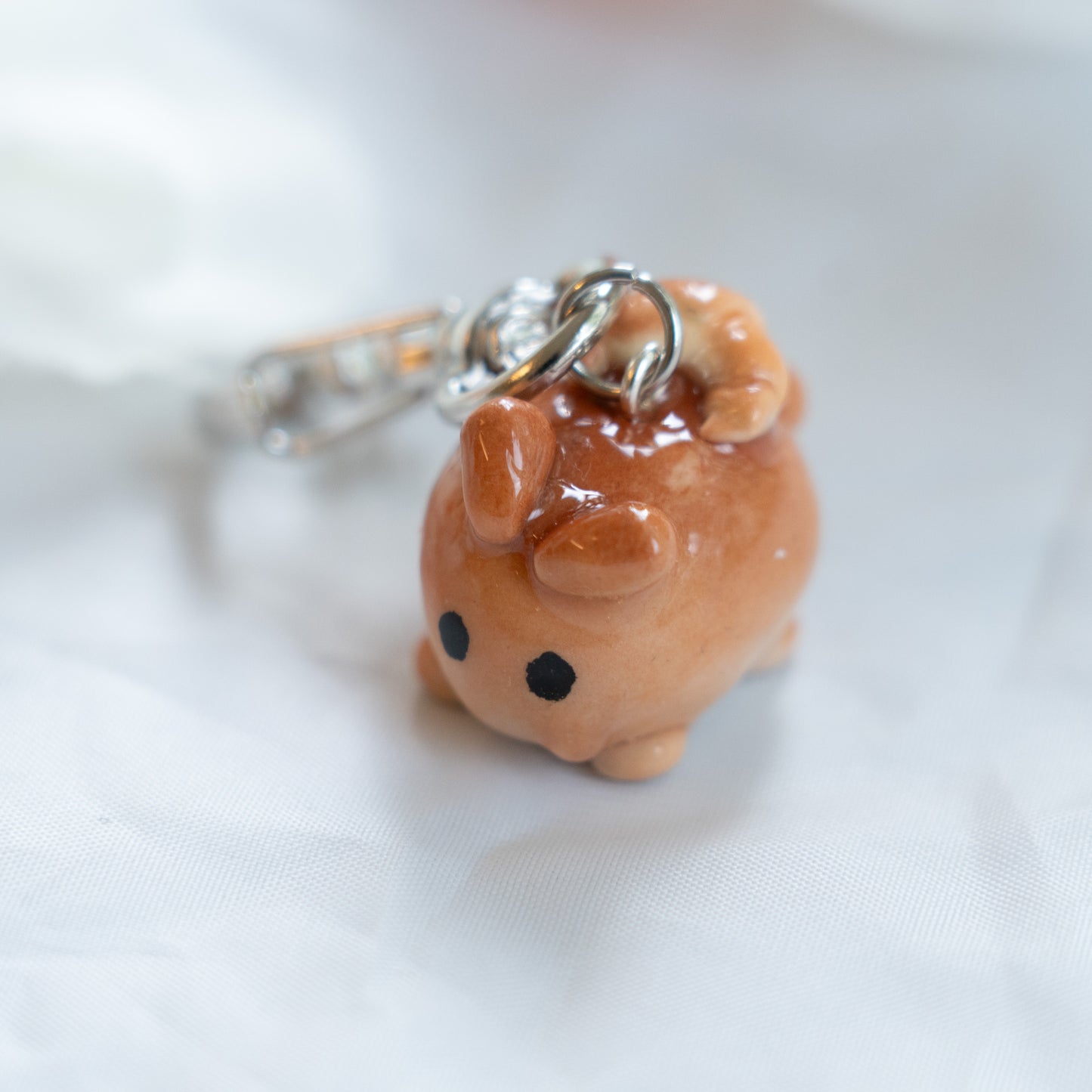 Baked Croissant Bun Clay Keycharm