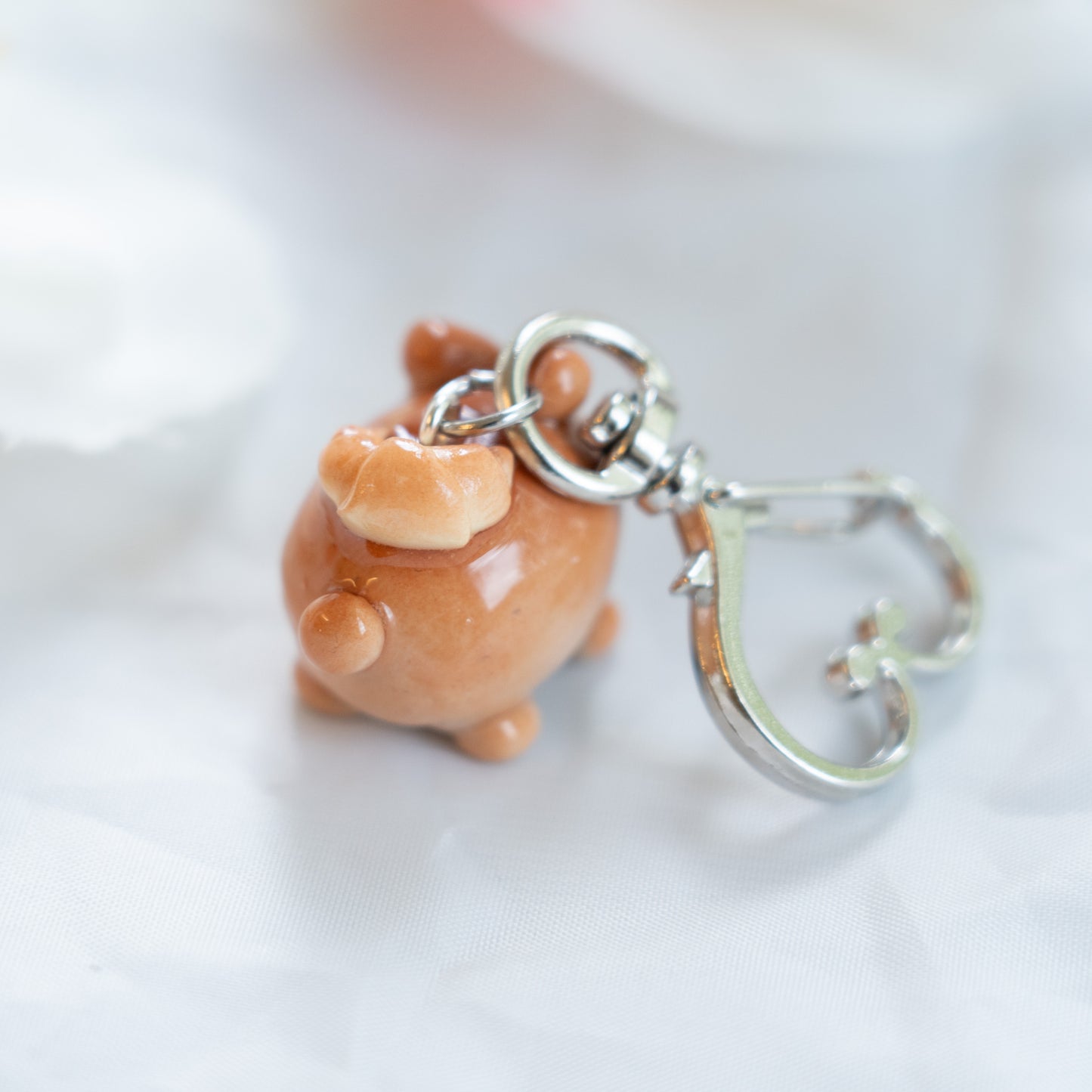 Baked Croissant Bun Clay Keycharm