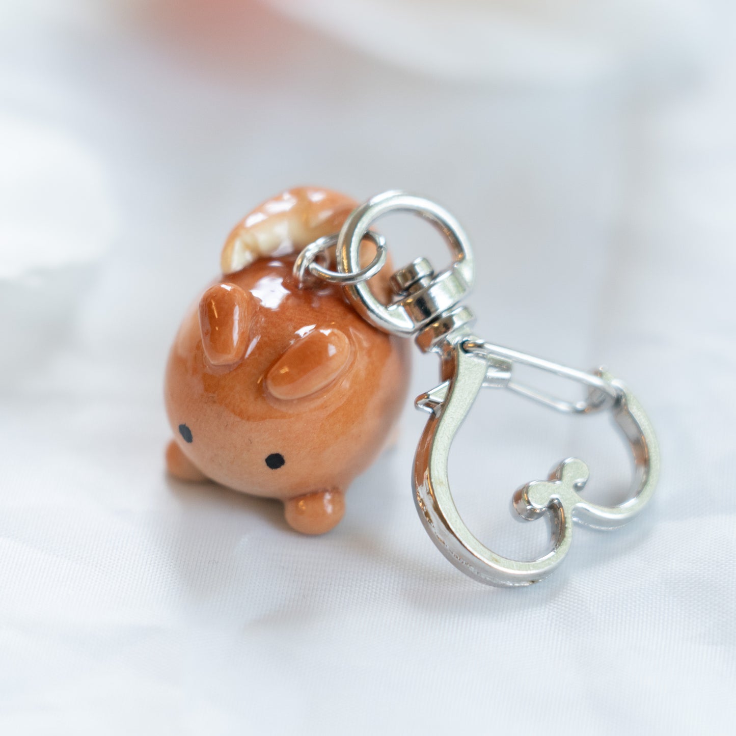 Baked Croissant Bun Clay Keycharm