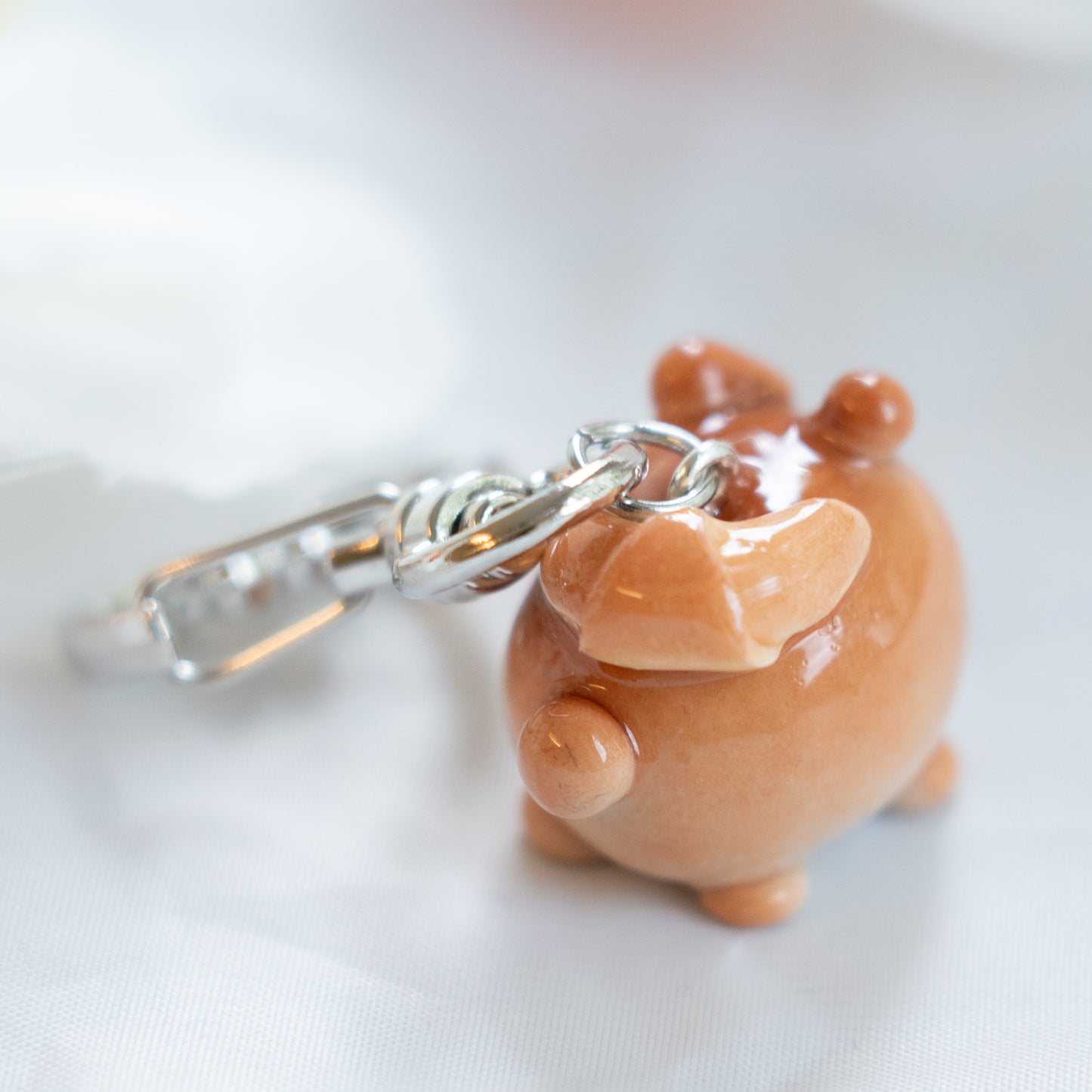 Baked Croissant Bun Clay Keycharm